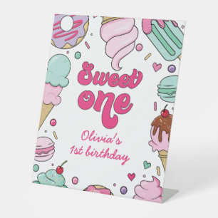 Eiscreme und Kuchen süß 1. Geburtstag Sockelschild
