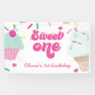 Eiscreme und Kuchen Süße Eins 1. Geburtstag Banner
