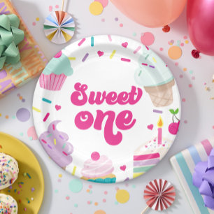 Eiscreme und Kuchen Süße Eins 1. Geburtstag Pappteller