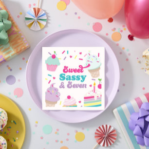 Eiscreme und Kuchen Süße Freche Sieben 7. Geburtst Serviette