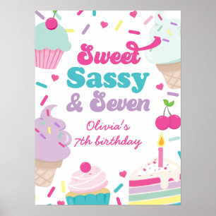 Eiscreme und Kuchen süße Sassy Sieben 7. Geburtsta Poster