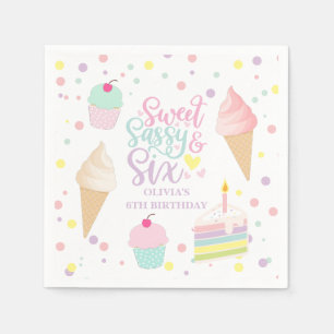 Eiscreme und Kuchen Sweet Sassy Sechs 6. Geburtsta Serviette