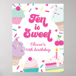 Eiscreme und Kuchen Zehn ist süß 10. Geburtstag Poster