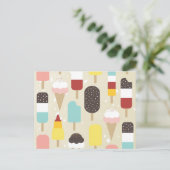 Eiscreme und Leckereien, gefroren Postkarte (Stehend Vorderseite)