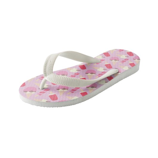 Eiscreme und Lollen-Muster flippen Flops Kinderbadesandalen (Schrägansicht)