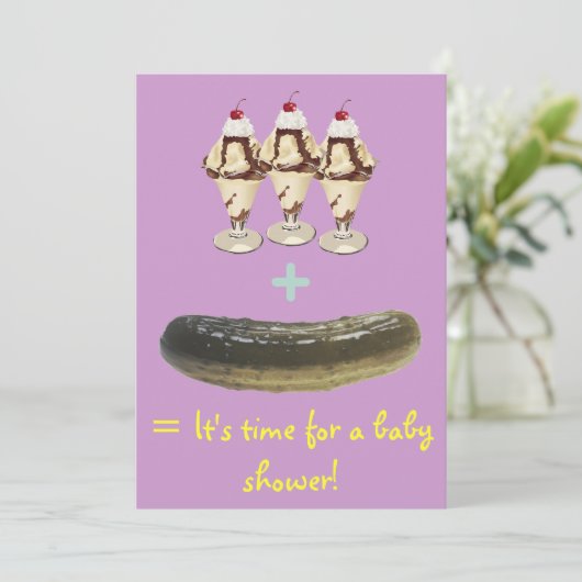 Eiscreme und Pickle-Babydusche Einladung (Stehend Vorderseite)