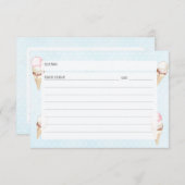 Eiscreme und Polka Dots Blue Recicard Begleitkarte (Vorne/Hinten)