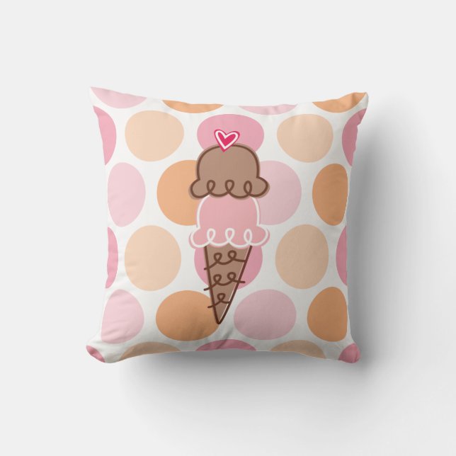 Eiscreme und Polka Dots Pillow Kissen (Vorderseite)