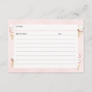 Eiscreme und Polka Dots Rosa Rezeptorkarte Begleitkarte