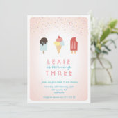 Eiscreme und Popsikel Sommereinladung Rosa Einladung (Stehend Vorderseite)