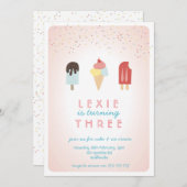 Eiscreme und Popsikel Sommereinladung Rosa Einladung (Vorne/Hinten)