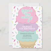 Eiscreme und Sprinklen zum Geburtstag Einladung (Vorderseite)