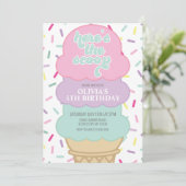 Eiscreme und Sprinklen zum Geburtstag Einladung (Stehend Vorderseite)