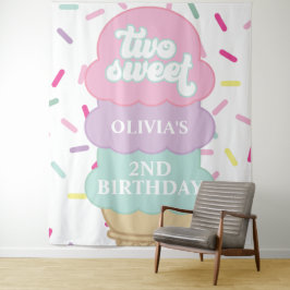 Eiscreme und Sprinklen Zwei süße 2D Geburtstag Wandteppich