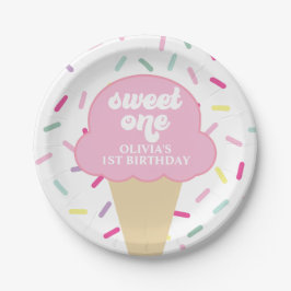 Eiscreme und Sprinkles Sweet One 1st Birthday Pap Pappteller