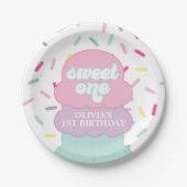 Eiscreme und Sprinkles Sweet One 1st Birthday Pap Pappteller (Vorderseite)
