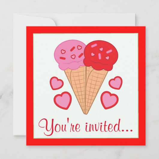 Eiscreme verbindet sich mit dem Valentinischen Her Einladung (Vorderseite)