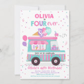 Eiscreme vier mal süß Geburtstag Eiscreme LKW Einladung (Vorderseite)