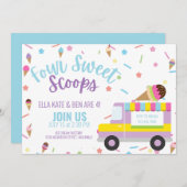 Eiscreme Viertes Geburtstag Sommer Geburtstag Einladung (Vorne/Hinten)