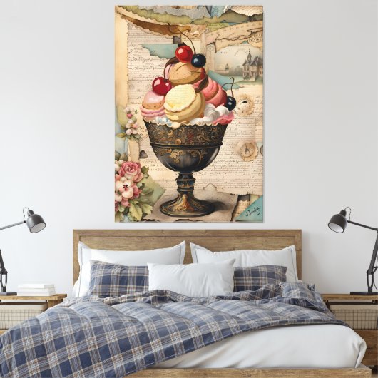 Eiscreme Vintag Collage Leinwanddruck (Insitu (Schlafzimmer))