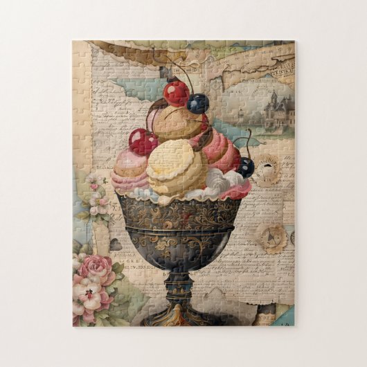 Eiscreme Vintage-Collage Puzzle (Vertikal)