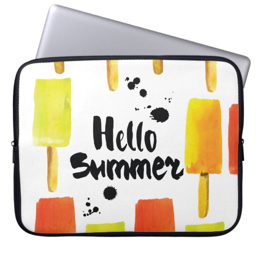 Eiscreme: Vintage Wasserfarbe Laptopschutzhülle (Vorderseite)