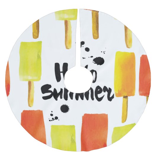 Eiscreme: Vintage Wasserfarbe Polyester Weihnachtsbaumdecke (Vorderseite)