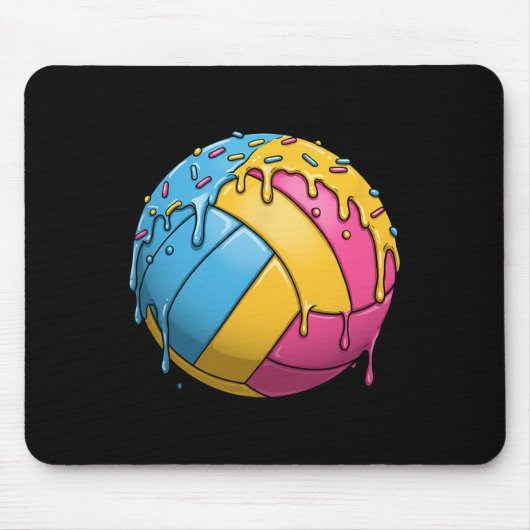 Eiscreme-Volleyball-Tropfen mit farbenfrohen Sprin Mousepad (Vorne)