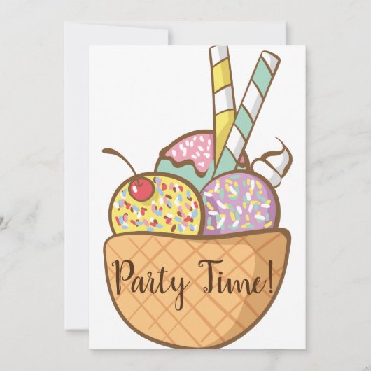 Eiscreme-Waffel Cone Party Einladung (Vorderseite)