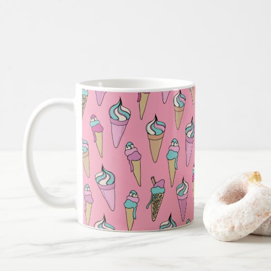 Eiscreme-Waffel-Muster Kaffeetasse (Mit Donut)