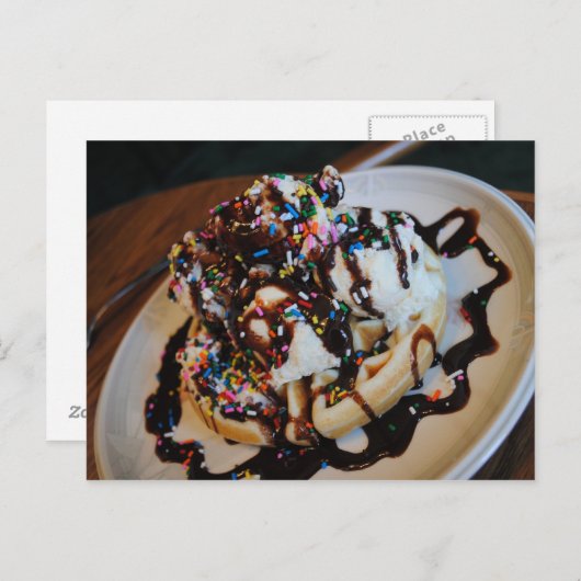 Eiscreme Waffel Postkarte (Vorne/Hinten)