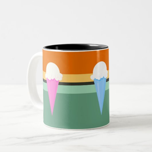 Eiscreme-Waffel Zweifarbige Tasse (Vorderseite Links)
