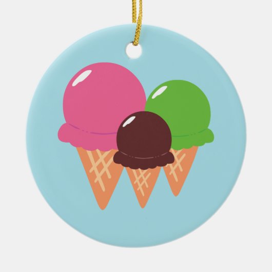 Eiscreme-Waffeln Keramikornament (Vorne)