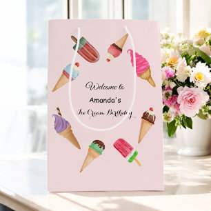 Eiscreme-Waffeln Popsicles Party Rosa Mittlere Geschenktüte