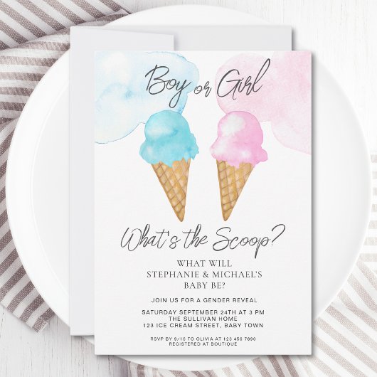 Eiscreme Was ist das Party des Scoop Gender Reveal Einladung