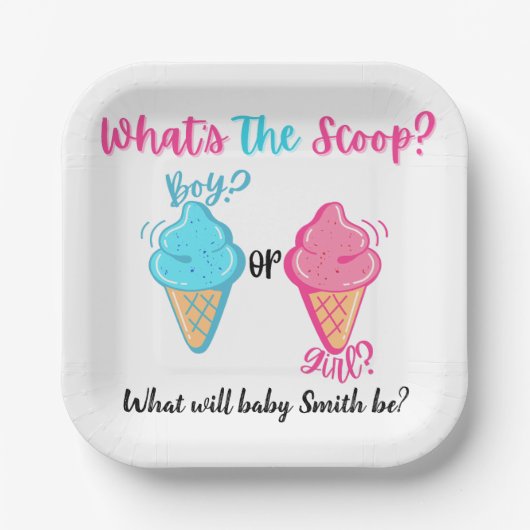 Eiscreme Was ist die "Scoop Gender Reveal Custom Pappteller (Vorderseite)