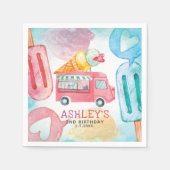 Eiscreme Wasserfarbe Geburtstag Serviette (Vorderseite)
