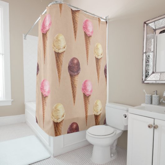 Eiscreme Wasserfarbe Nahtlose Illustration Duschvorhang (Beispiel)