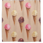 Eiscreme Wasserfarbe Nahtlose Illustration Duschvorhang (Vorderseite)