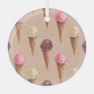 Eiscreme Wasserfarbe Nahtlose Illustration Ornament Aus Glas