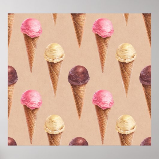 Eiscreme Wasserfarbe Nahtlose Illustration Poster (Vorne)