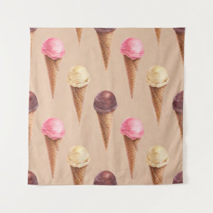 Eiscreme Wasserfarbe Nahtlose Illustration Wandteppich