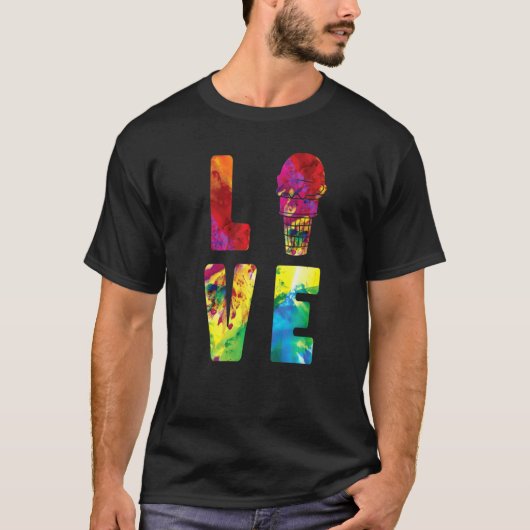 Eiscreme Watercolor Cone Sundae Liebe T-Shirt (Vorderseite)