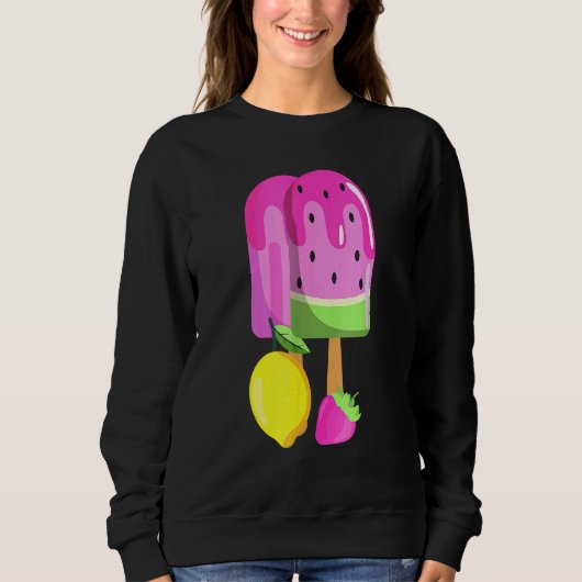 Eiscreme Watermelon Erdbeere Lemon Ice Pop Rosa Sweatshirt (Vorderseite)