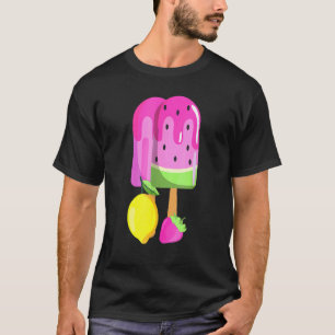Eiscreme Watermelon Erdbeere Lemon Ice Pop Rosa T-Shirt