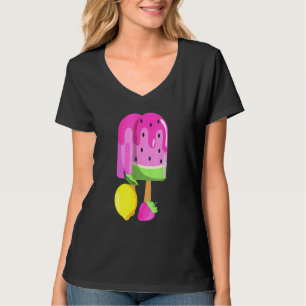 Eiscreme Watermelon Erdbeere Lemon Ice Pop Rosa T-Shirt