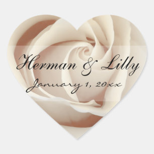 Eiscreme-weiße Rosen-personalisierte Hochzeit Herz-Aufkleber