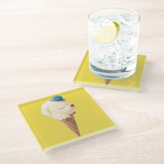 Eiscreme Welpe - Sweet & Chill Glasuntersetzer (Schrägansicht)