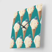 Eiscreme-Welpenmuster Quadratische Wanduhr (Winkel)
