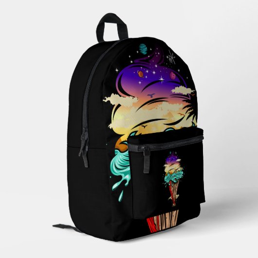 Eiscreme-Welt Bedruckter Rucksack (Rückseitige Ecke links)